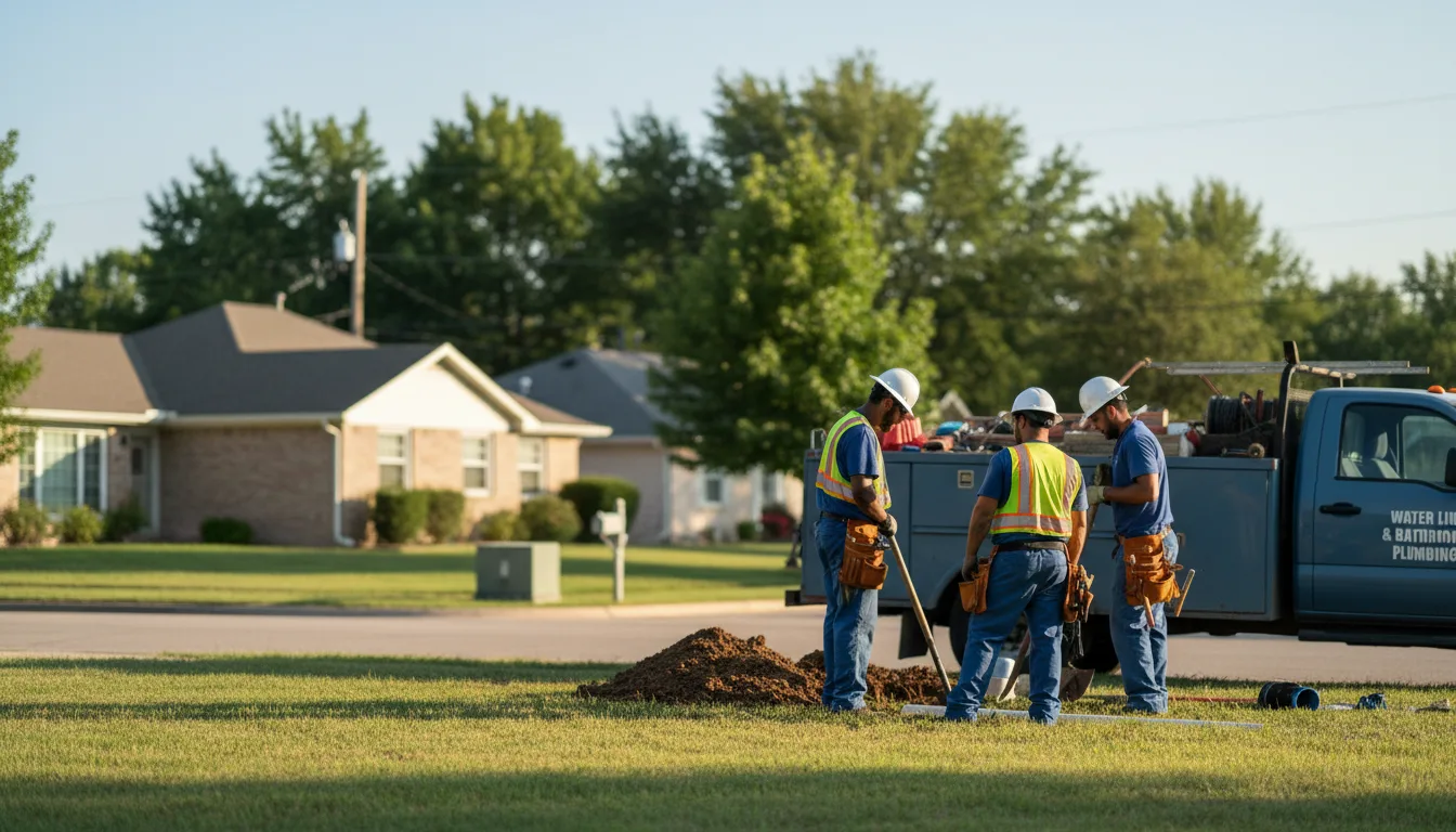 Residential water line and bathroom plumbing service in Ames, OK